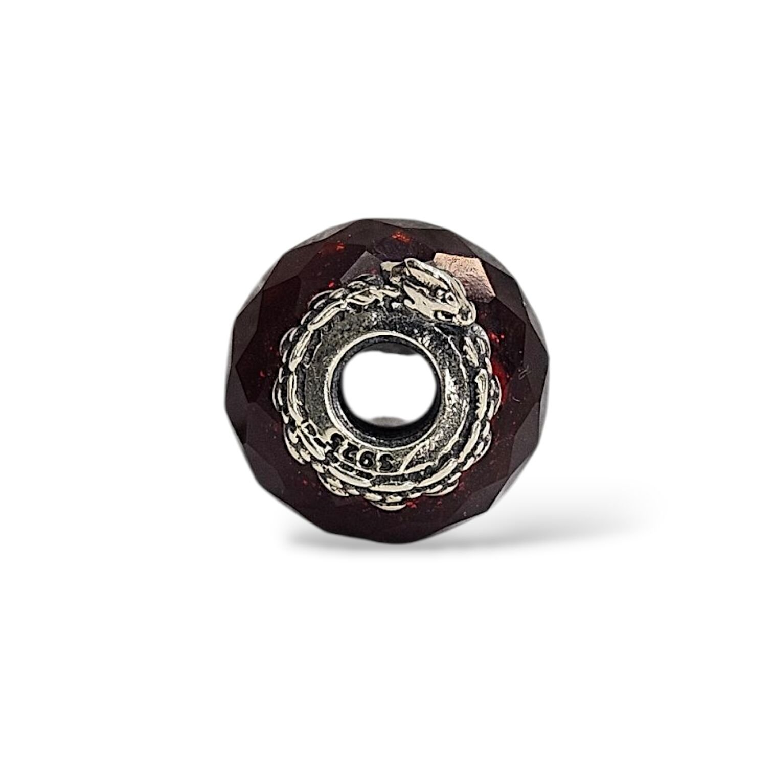 Çift Renk Murano Camı Gümüş Charm