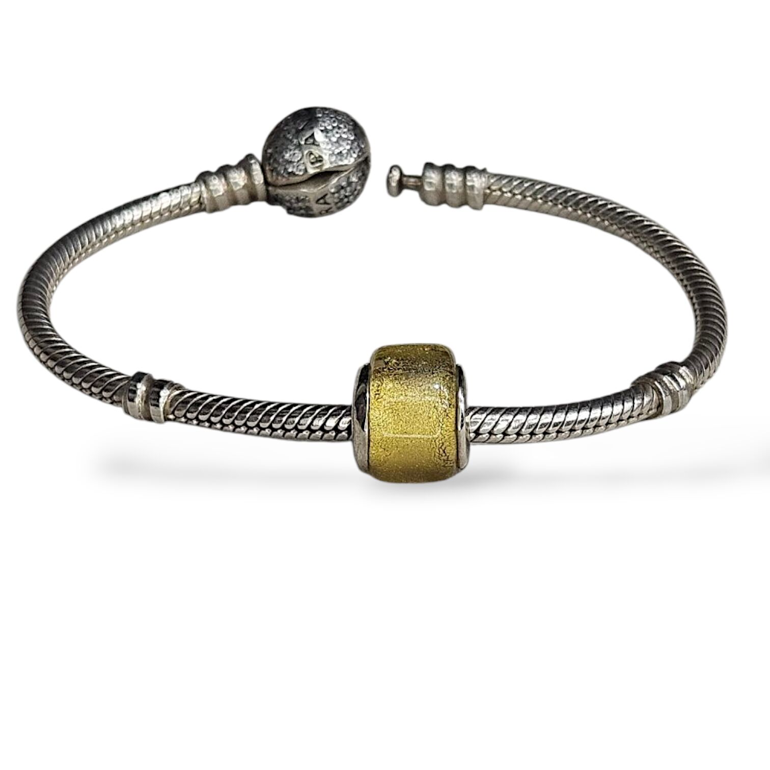 Sarı Murano Camı Gümüş Charm