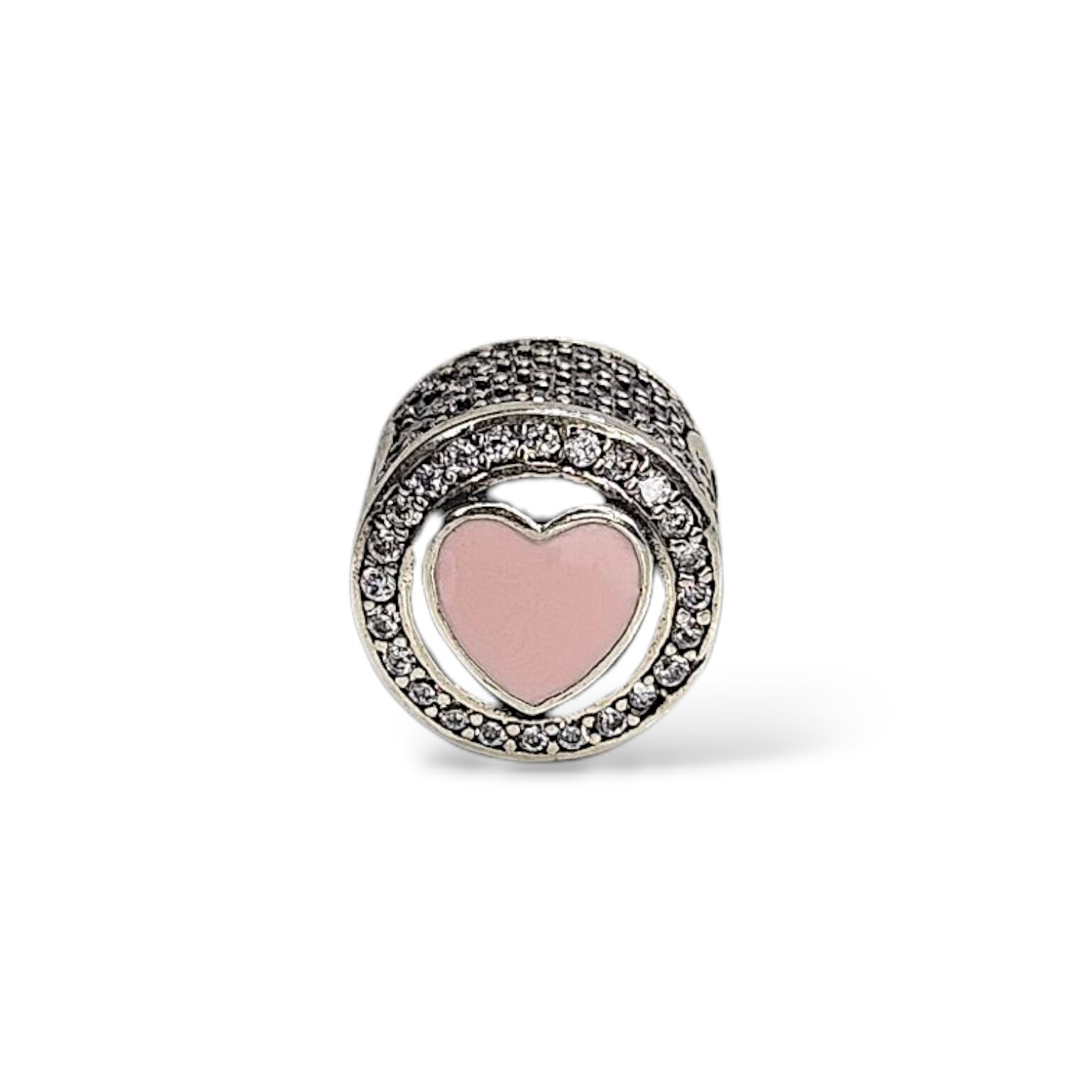 Pembe Kalp Taşlı Gümüş Charm