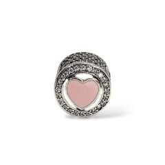 Pembe Kalp Taşlı Gümüş Charm