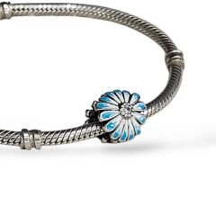 Mavi Çiçek Model Gümüş Charm