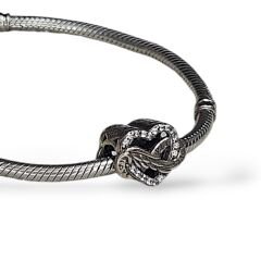 Love Forever Yazılı Kalp Model Gümüş Charm