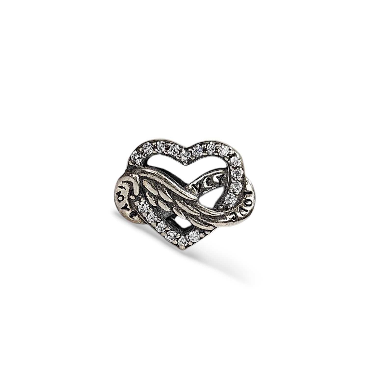 Love Forever Yazılı Kalp Model Gümüş Charm