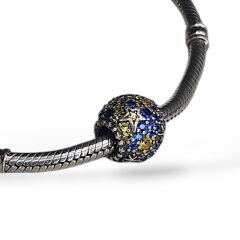 Mavi Top Form Taşlı Gümüş Charm