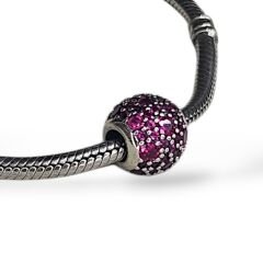 Mor Top Form Taşlı Gümüş Charm