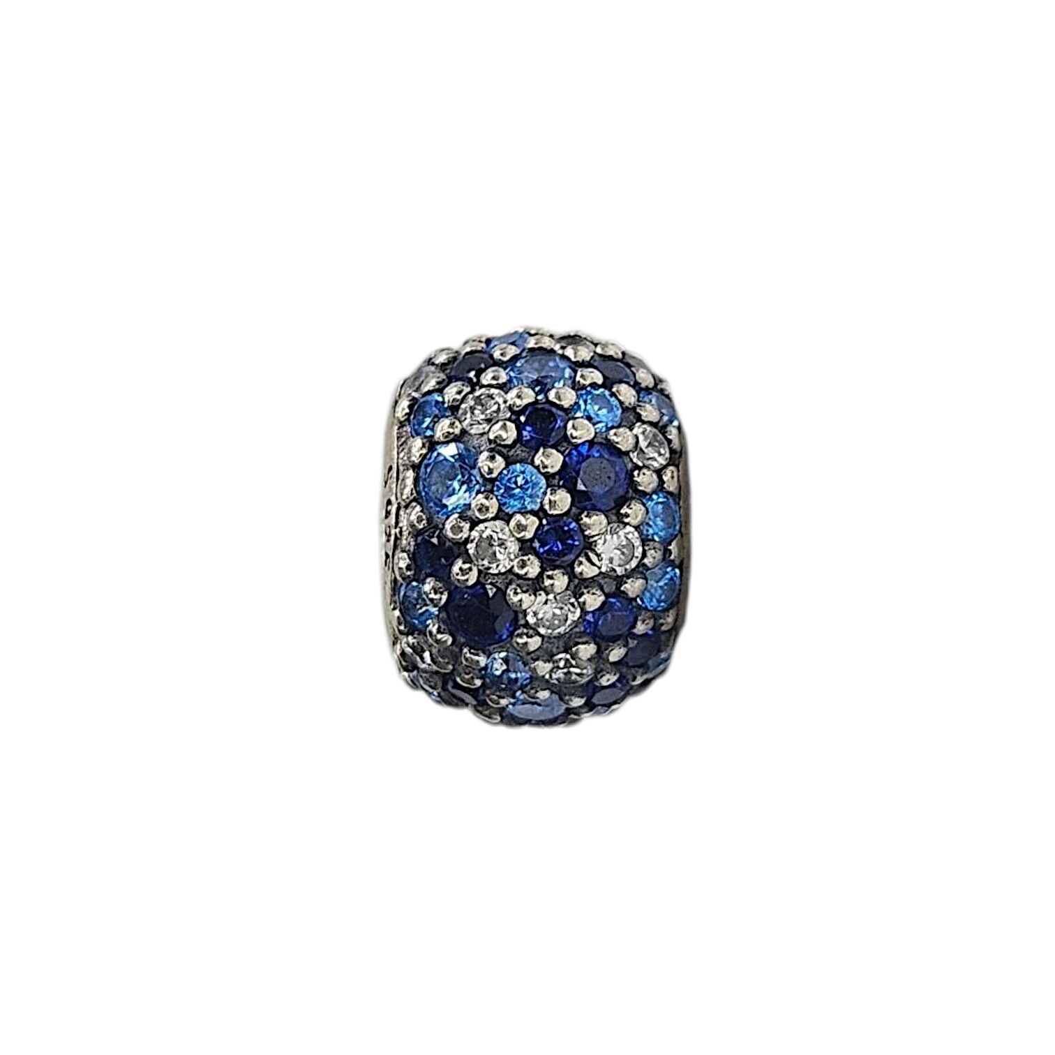 Mavi Renk Top Form Taşlı Gümüş Charm