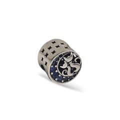 Kedi Desen Mavi Taşlı Gümüş Charm