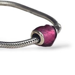Kalp Form Murano Camı Gümüş Charm