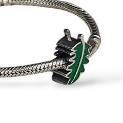 Yaprak Desen Gümüş Charm