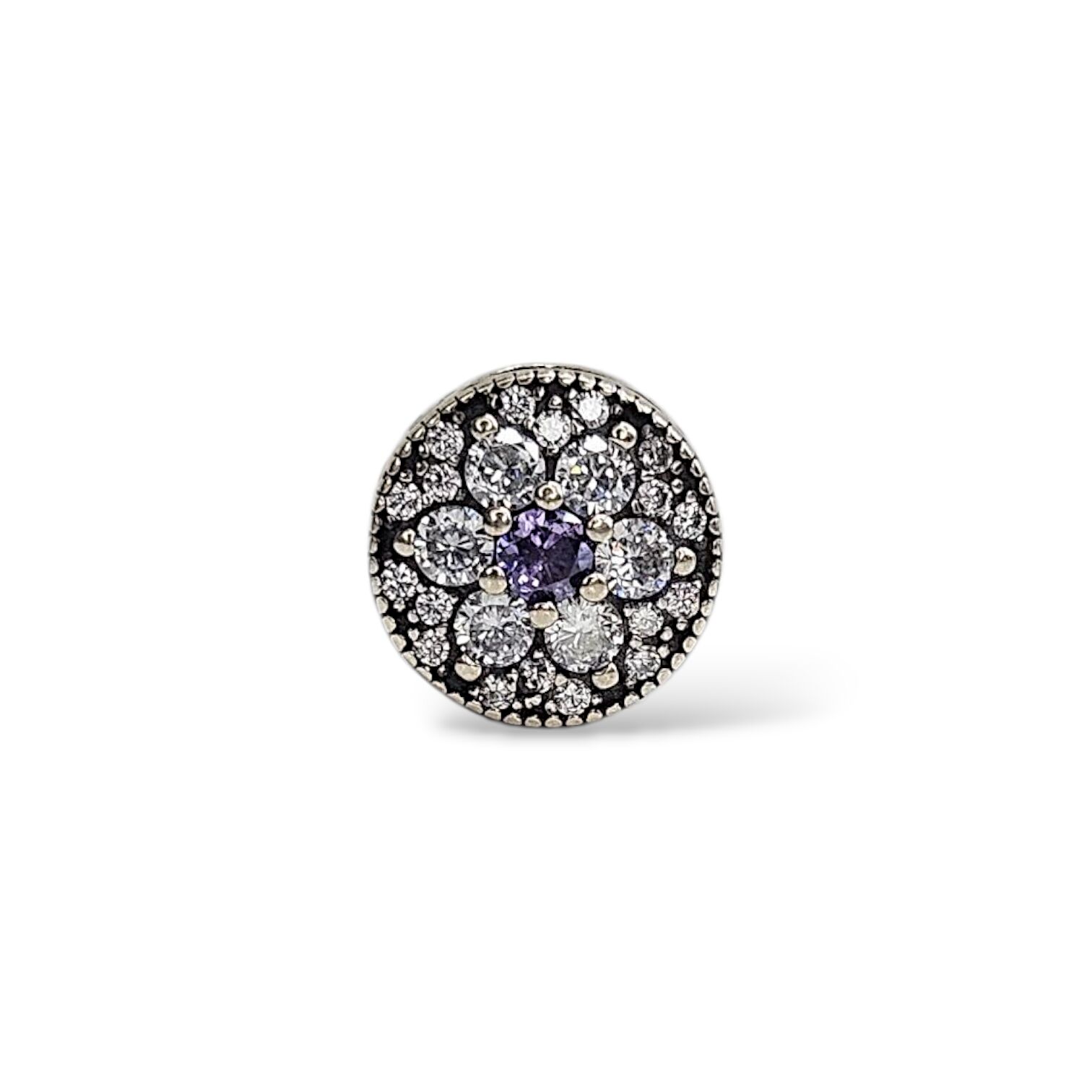 Mor Tek Taşlı Gümüş Charm