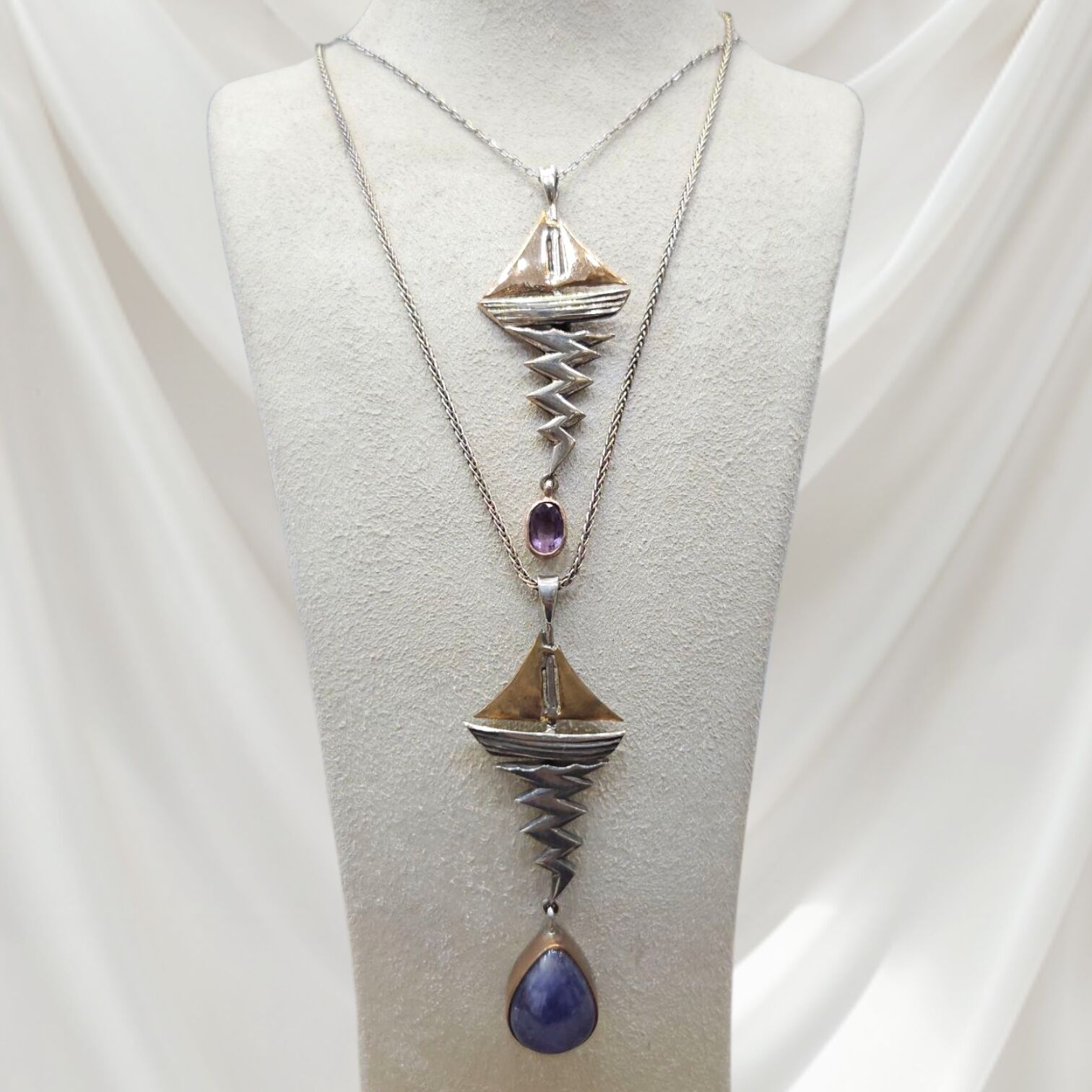 Tasarım Tekne Ametist Taşlı Kolyeler