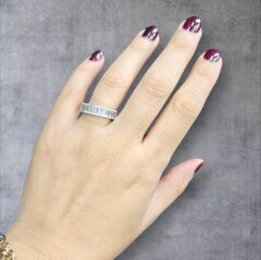 Baget Taş Yarı Tam tur Gümüş Yüzük