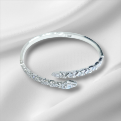 Taşlı Kelepçe Gümüş Bileklik