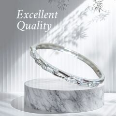 Taşlı Kelepçe Gümüş Bileklik