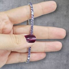 Mor Renk Lastikli Gümüş Su Yolu Bileklik