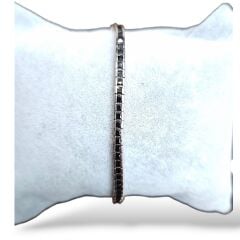 Siyah Taşlı Yanları Rose Kaplama Gümüş Su Yolu Bileklik