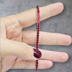 Kırmızı Renk Lastikli Gümüş Su Yolu Bileklik