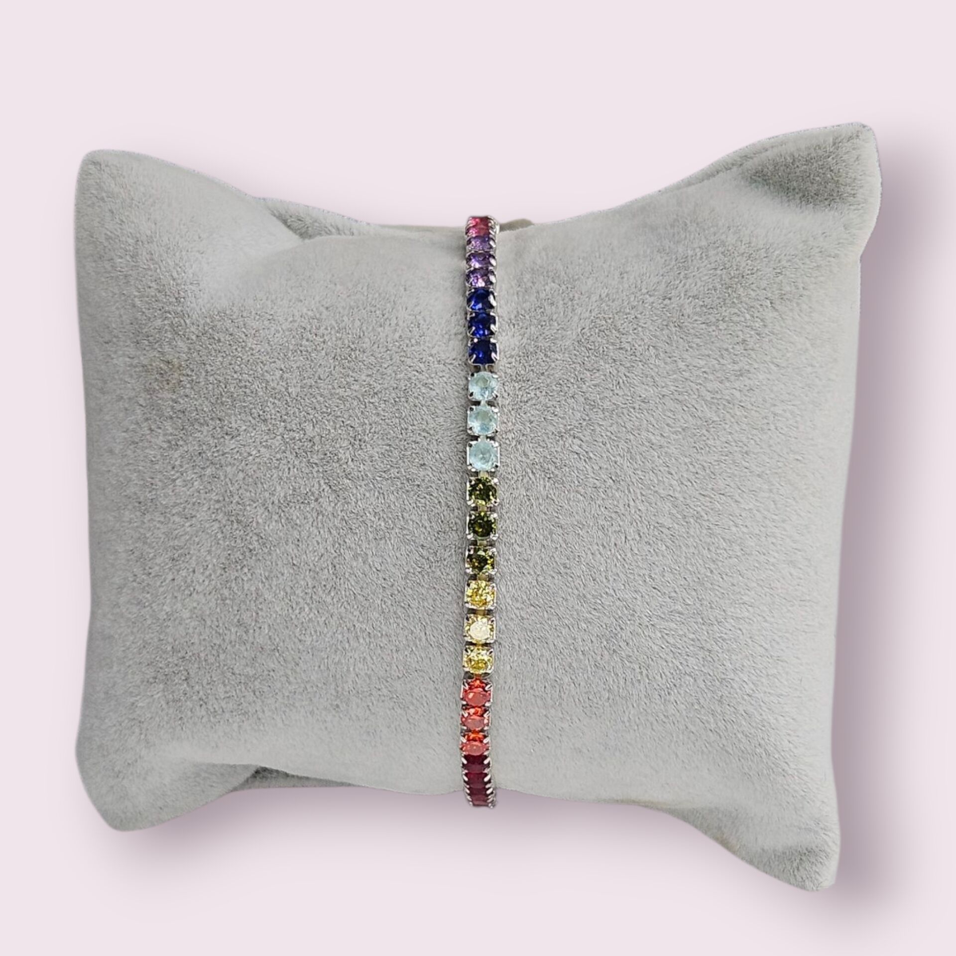 Renkli Lastikli Gümüş Su Yolu Bileklik