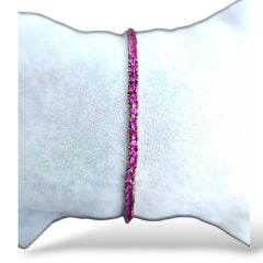 Fuşya Renk Rose Kaplama Gümüş Su Yolu Bileklik