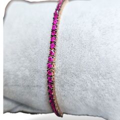 Fuşya Renk Rose Kaplama Gümüş Su Yolu Bileklik