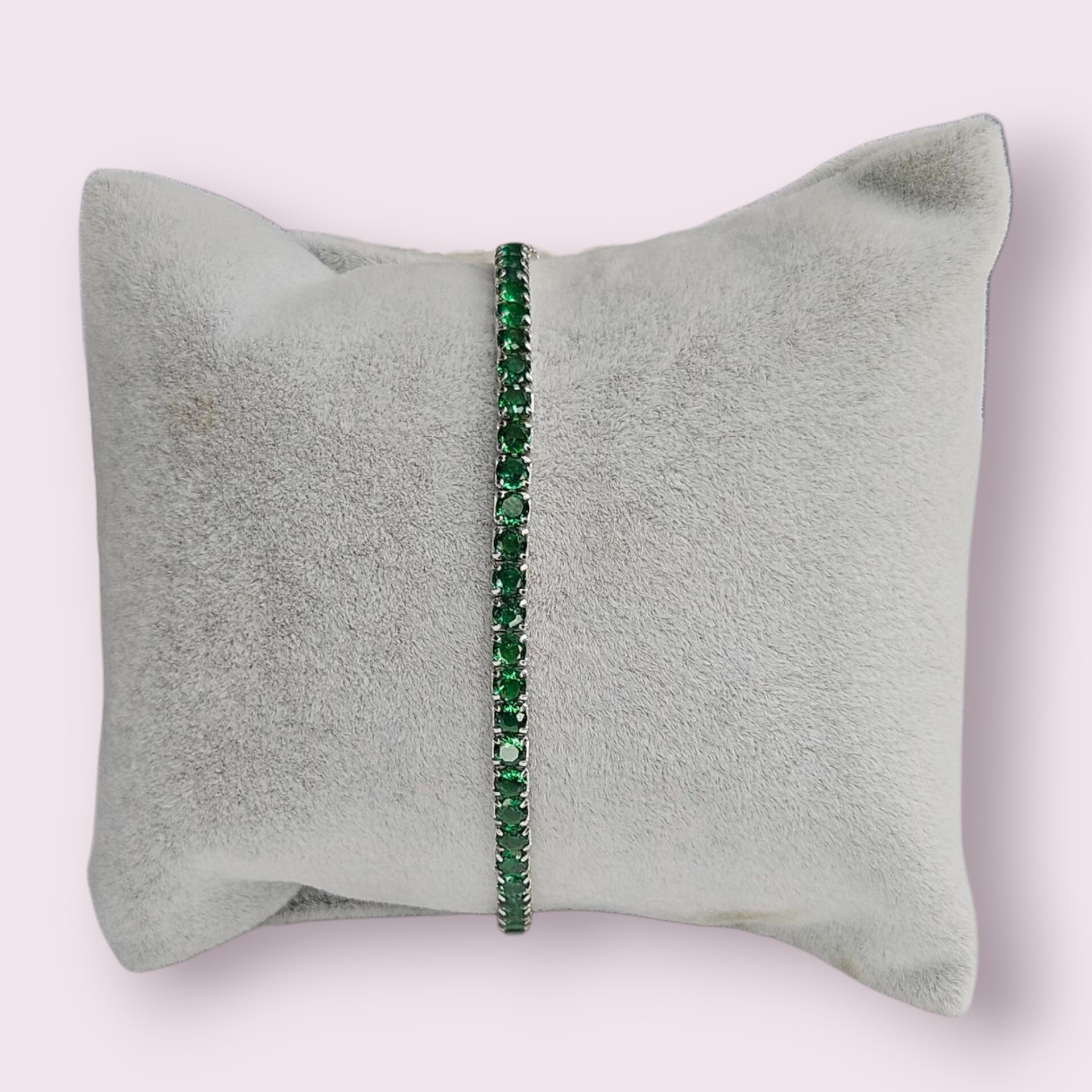 Zümrüt Yeşili Renk Lastikli Gümüş Su Yolu Bileklik