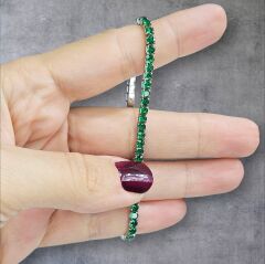 Zümrüt Yeşili Renk Lastikli Gümüş Su Yolu Bileklik