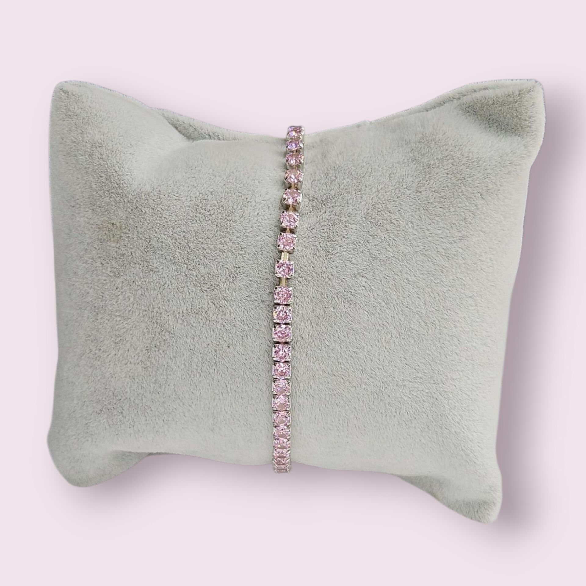 Pembe Renk Lastikli Gümüş Su Yolu Bileklik