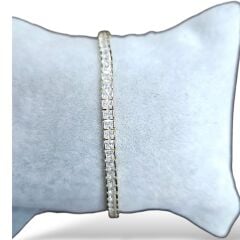 14K Altın Kaplama 2.5 mm Prenses Kesim Gümüş Su Yolu Bileklik