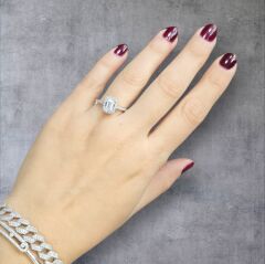 Baget Kesim Zirkon Taş Gümüş Tektaş Yüzük