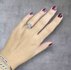 Baget Kesim Zirkon Taş Gümüş Tektaş Yüzük