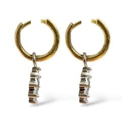 Çiçek model Taşlı Gold Küpe