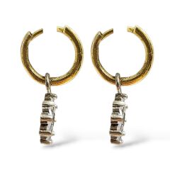 Çiçek model Taşlı 14K Altın Kaplama Gümüş Küpe