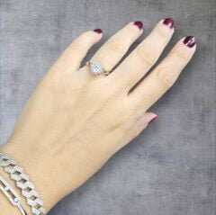 Kalp Kesim Zirkon Taş Gümüş Tektaş Yüzük