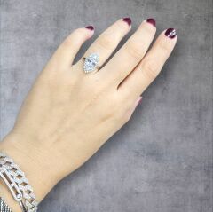 Elmas Kesim Zirkon Taş Gümüş Tektaş Yüzük