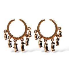 Siyah Sallantılı Taşlı Rose Küpe