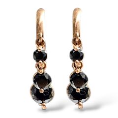 Siyah Sallantılı Taşlı Rose Küpe