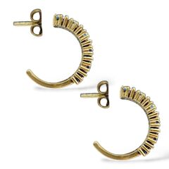 Mavi Taşlı Gold Küpe