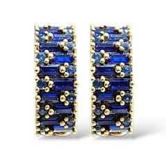 Mavi Taşlı Gold Küpe
