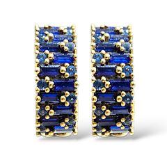 Mavi Taşlı Gold Küpe