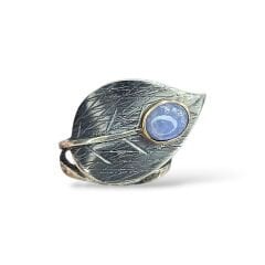 Kyanit Taşlı Yaprak Form Tasarım Gümüş Set