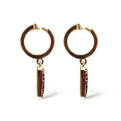 Nazar Boncuğu Mavi Taşlı 14K Altın Kaplama Gümüş Küpe