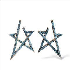 Mavi Taşlı Yıldız Rose Küpe