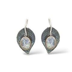 Ay Taşı Yaprak Form Tasarım Gümüş Set