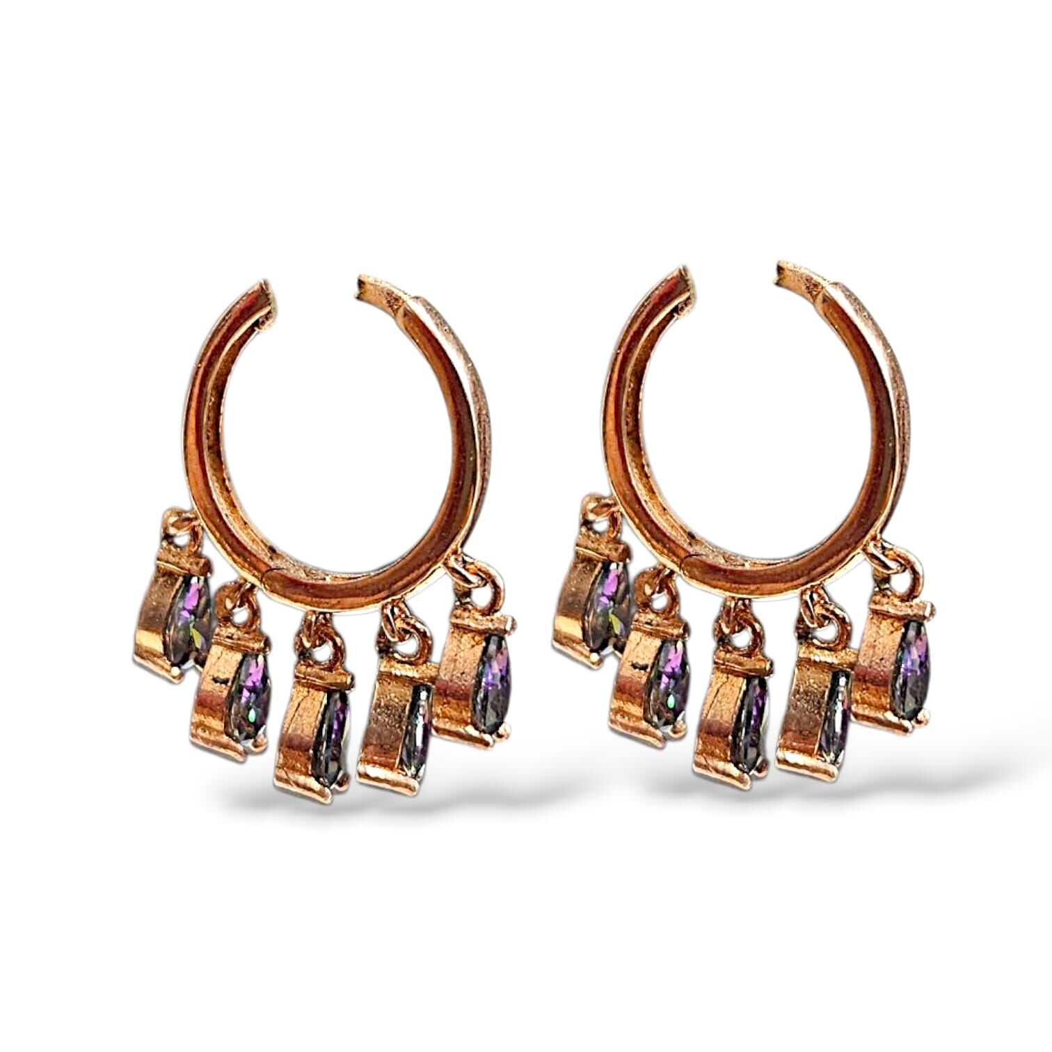 Mistik Topaz Sallantılı Rose Küpe