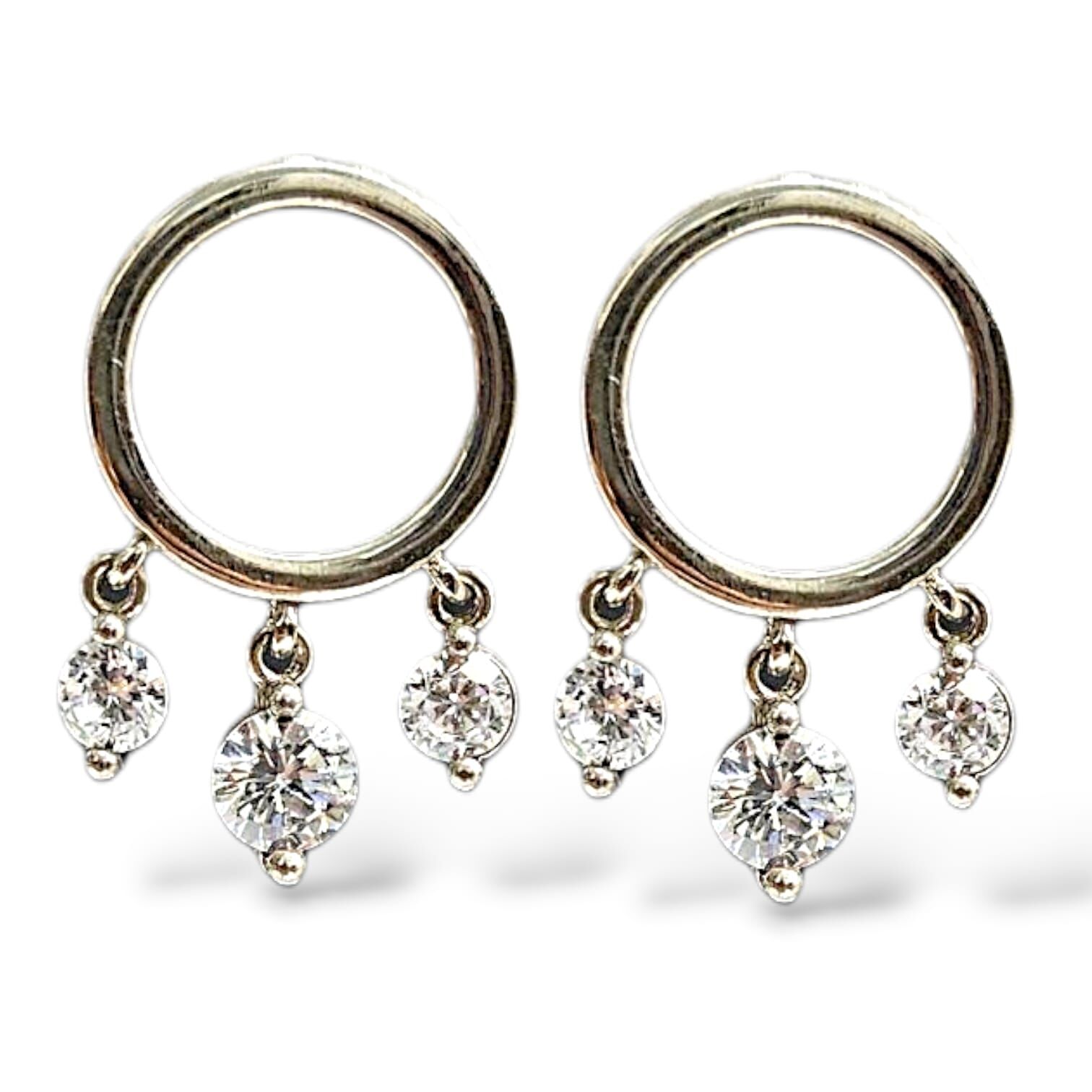 Halka Form Sallantılı Taşlı Gümüş Küpe