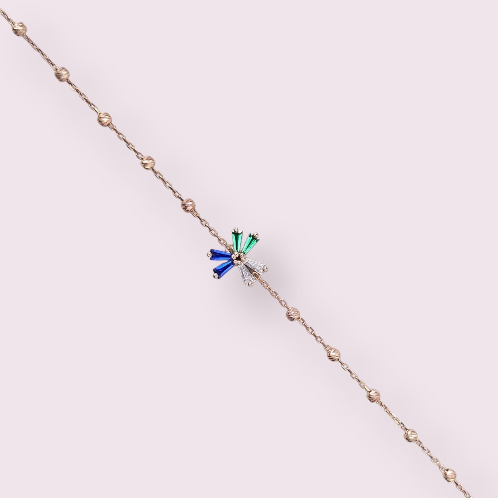 Renkli Zirkon Taşlı Minimal Gümüş Bileklik