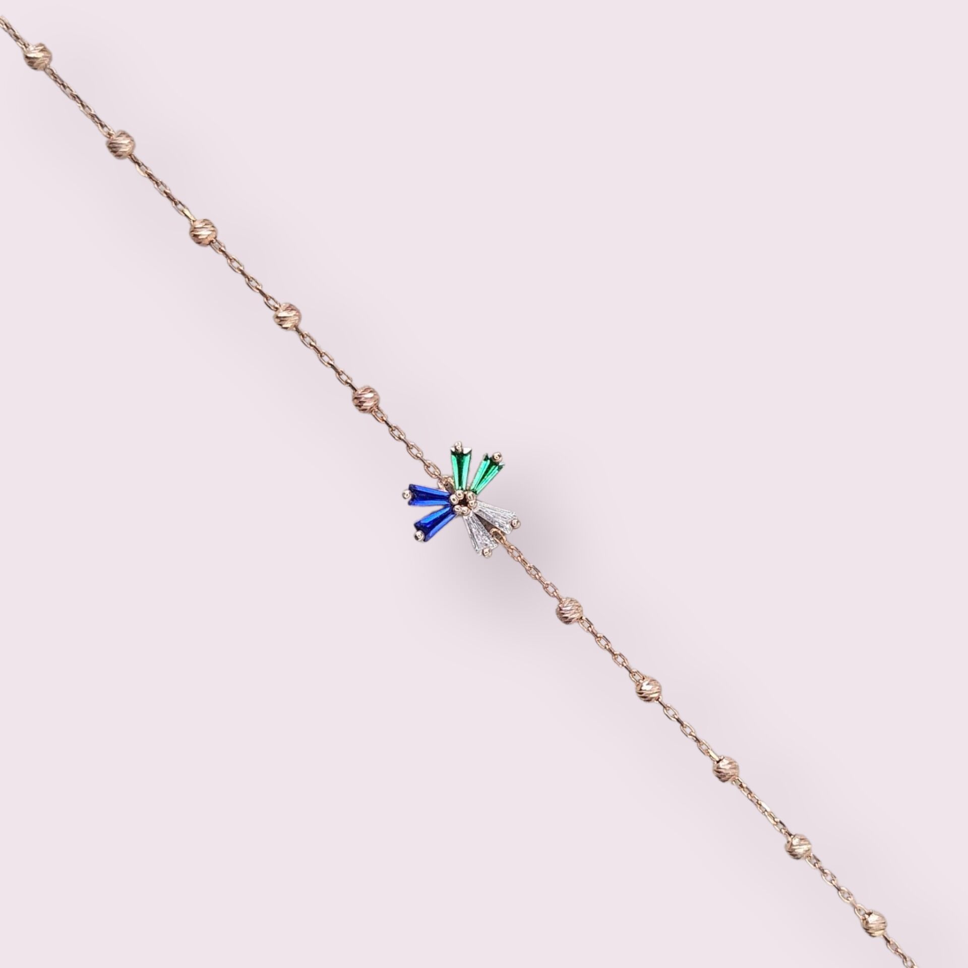 Renkli Zirkon Taşlı Minimal Gümüş Bileklik