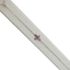 Mor Zirkon Taşlı Minimal Gümüş Bileklik