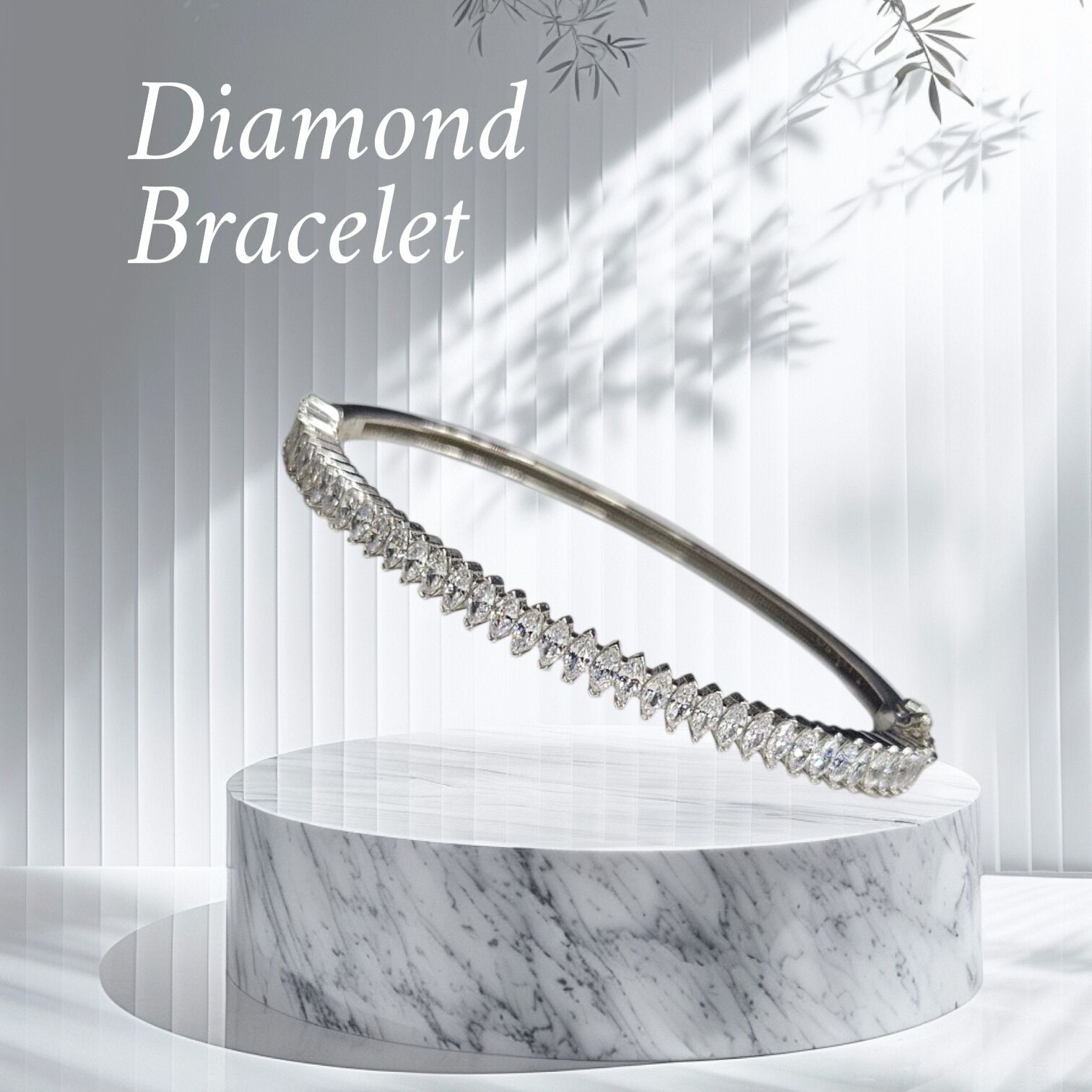 Elmas Kesim Taşlı Gümüş Kelepçe Bileklik