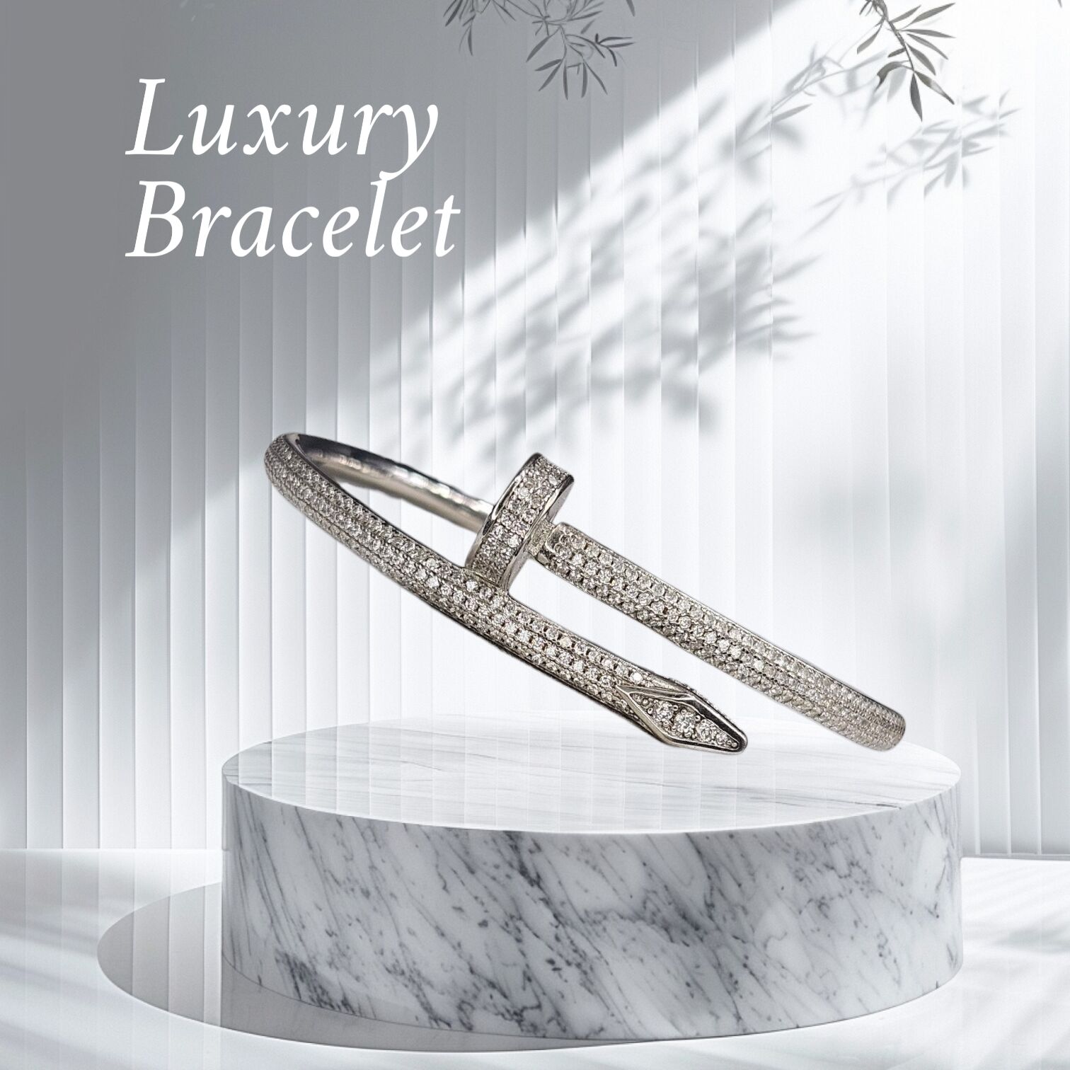 Çivi Model Taşlı Gümüş Kelepçe Bileklik